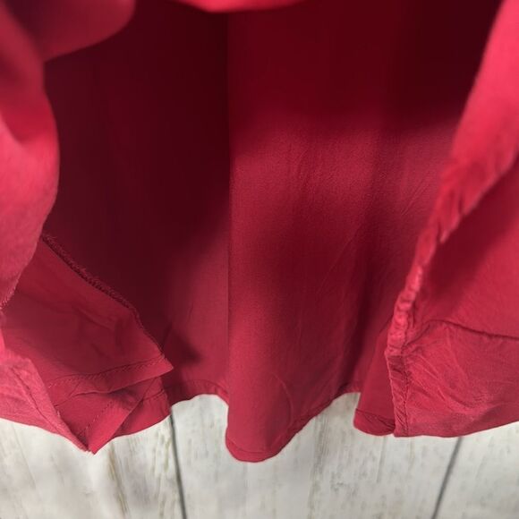 Lulus Embroidered Boho Lace Up Tassel Red Summer Beachy Tunic Mini Dress - Picture 12 of 16